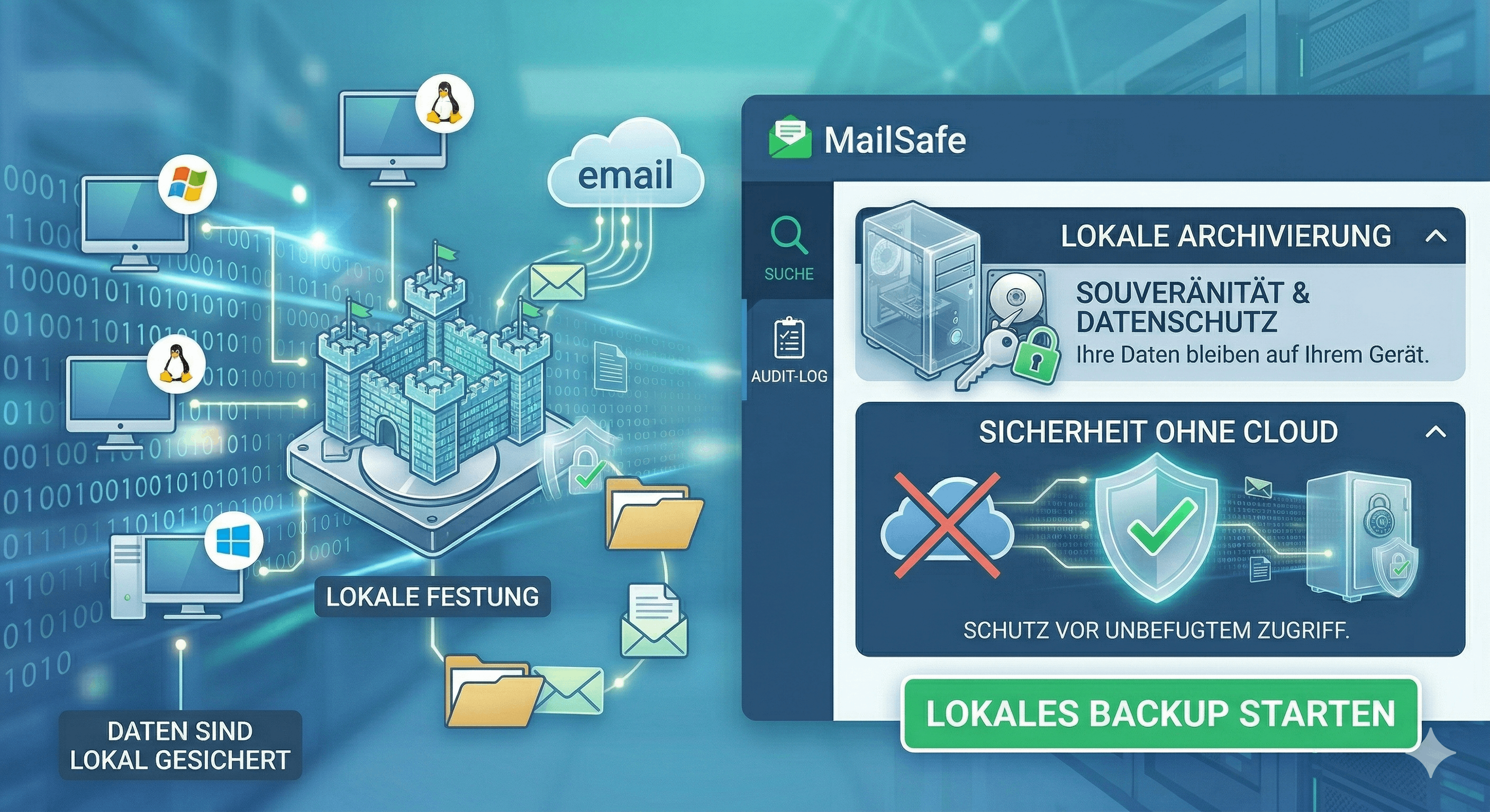 MailSafe: E-Mail-Archivierung, die Ihre Daten lokal hält - Kein Cloud-Zwang!