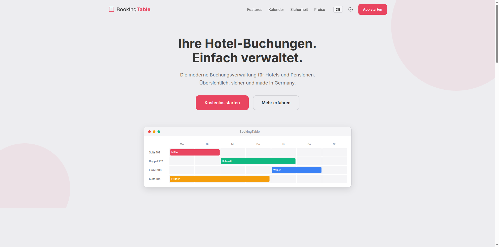 BookingTable – Helles Design